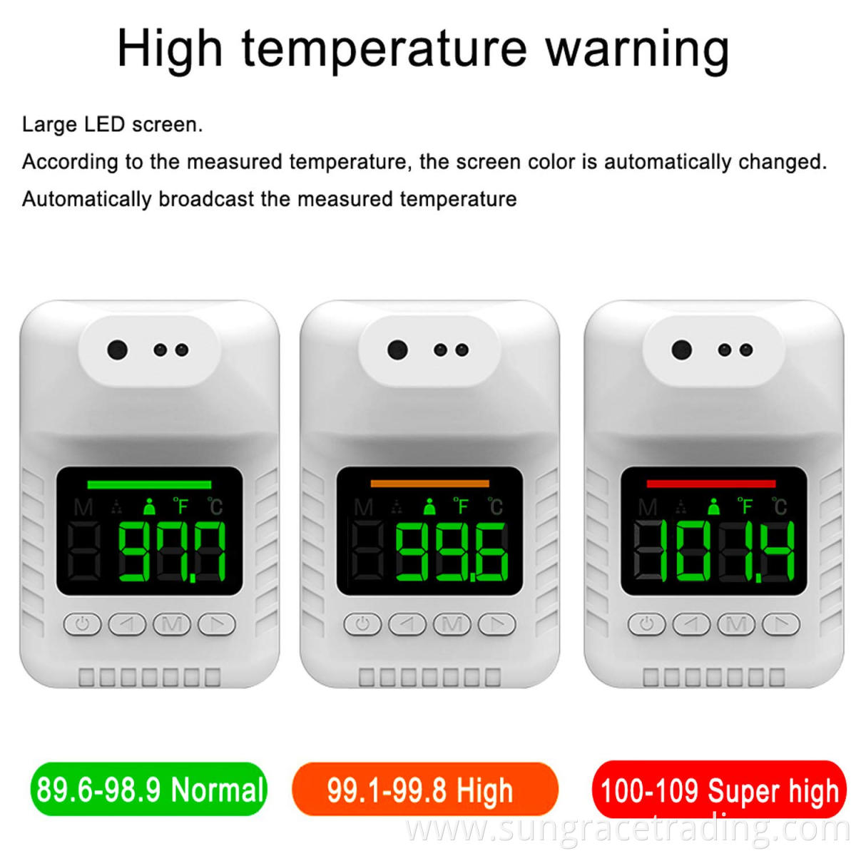 K050 Non-Contact Body Infrared Thermometer K3X Digital Forehead Infrared Gun Wall Mounted Thermometer